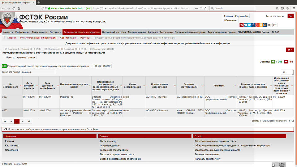 О продлении сертификата соответствия на сертифицированную версию Postgres Pro О продлении сертификата соответствия на сертифицированную версию Postgres Pro