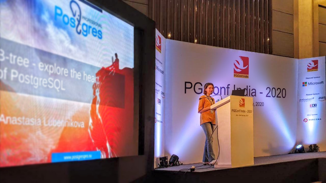 Ведущий разработчик Postgres Professional Анастасия Лубенникова на конференции PGConf.Индия сообщила о том, что несколько часов назад Питер Гейган закоммитил в PostgreSQL патч для сжатия дубликатов в индексах типа B-Tree.
